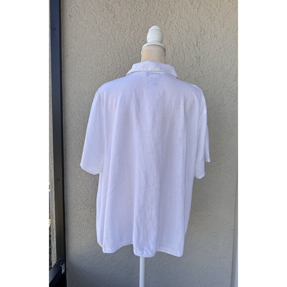 Vtg John Paul Richard Linen Shirt 3X Embroidered Short Sleeve Button Boxy Top - Picture 2 of 12